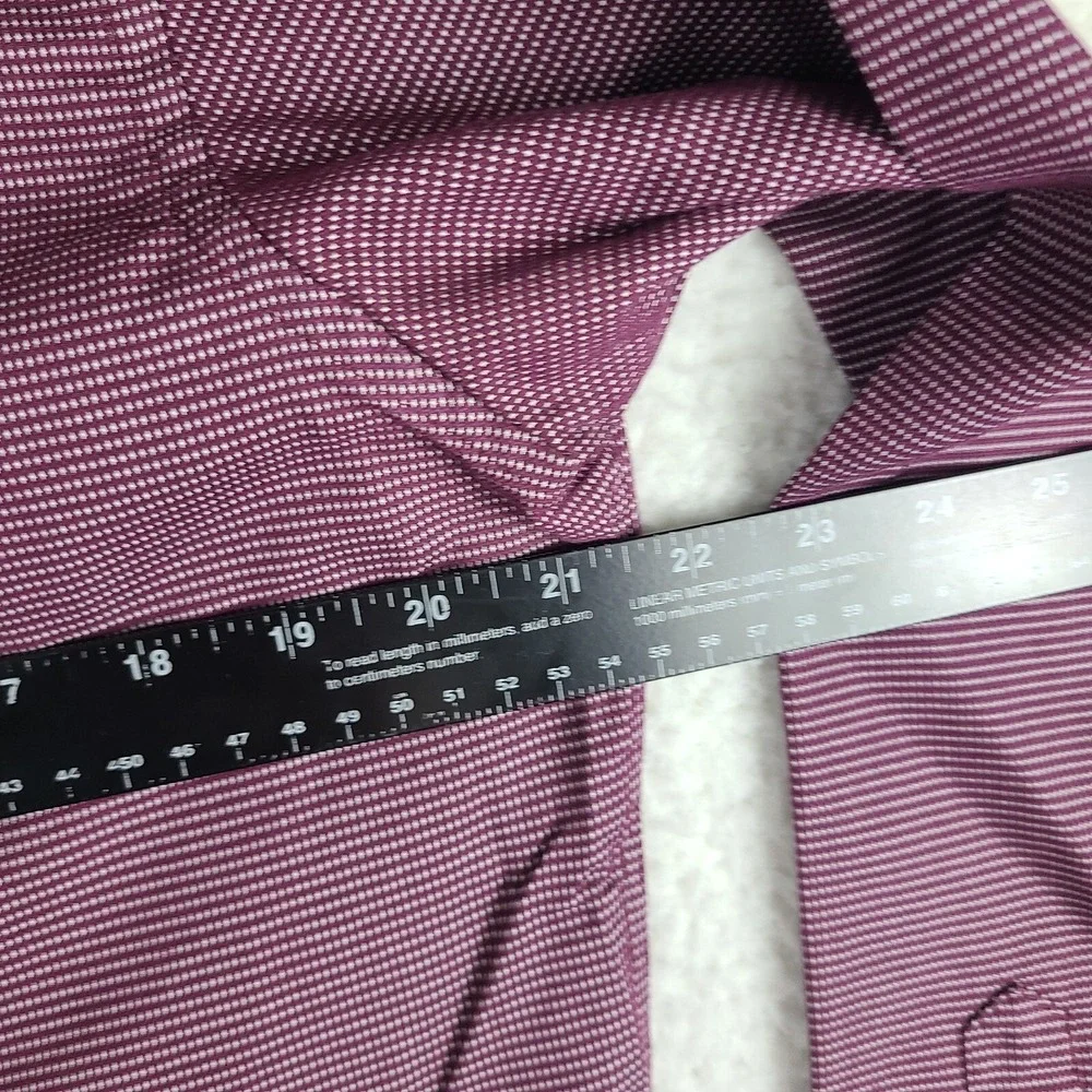 Banana Republic Shirt Mens Large Dark Red White Non Iron Tailored Slim Button Up